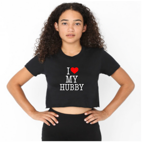 I heart My Hubby Fine Jersey Crop T